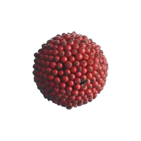 Artificial Berry Ball Christmas Ornament, Red, 3-3/4-Inch