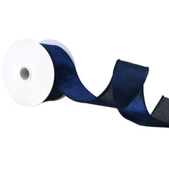 Lush Velvet Wired Ribbon, 2-1/2-Inch, 10-Yard - Navy Blue