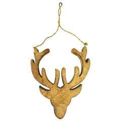 Wooden Reindeer Head Silhouette Christmas Ornament, 7-1/2-Inch