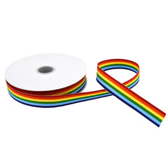 Rainbow Stripes Grosgrain Ribbon, 5/8-inch, 10-yard