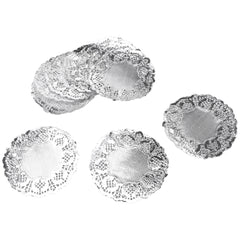 Round Paper Lace Doilies, 4-1/2-Inch, 30-Count - Silver