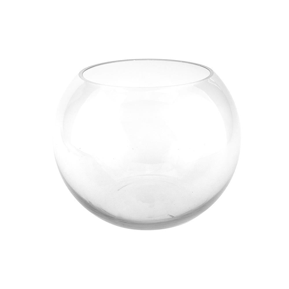 Round Fish Bowl Glass Bubble Vase, 6-Inch