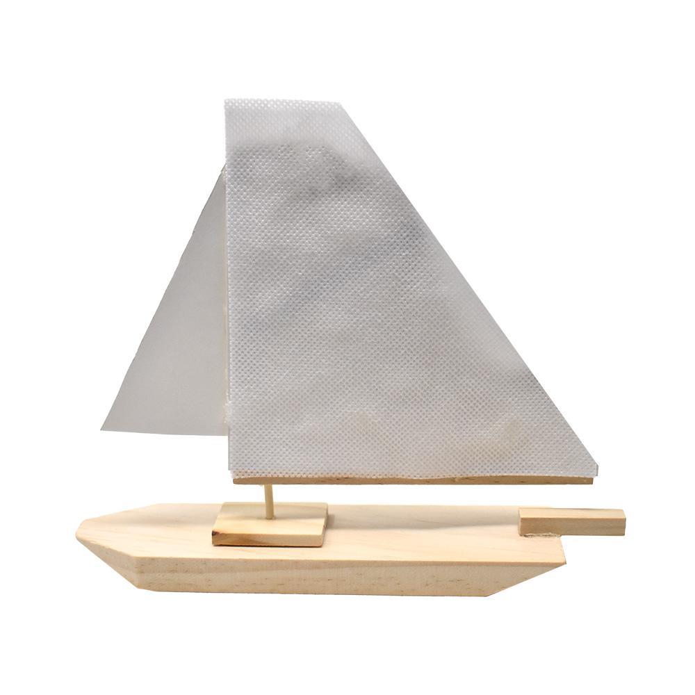 DIY Wooden Sailboat Model Kit, Natural, 14-Piece