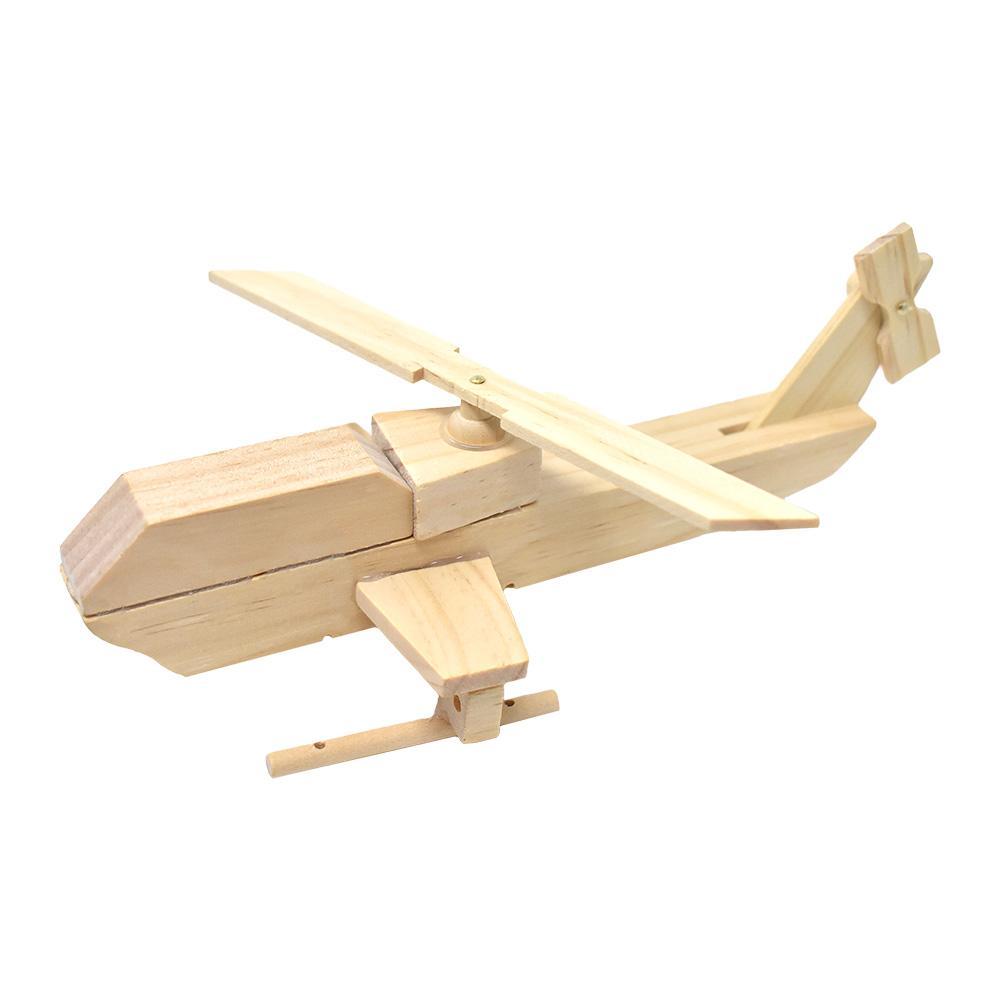 DIY Wooden Helicopter Model Kit, Natural, 34-Piece