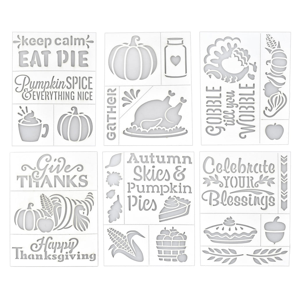 Thanksgiving Assorted Adhesive Back Paper Stencils, 8-Inch, 6-Piece