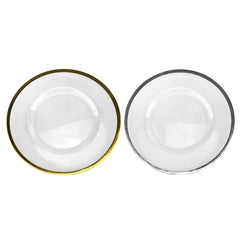 Ribbed Clear Round Plastic Charger Plate, 12-3/4-inch