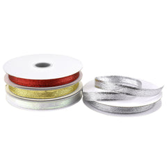 Christmas Sheer Organza Metallic Edge Ribbon, 3/8-inch, 10-yard