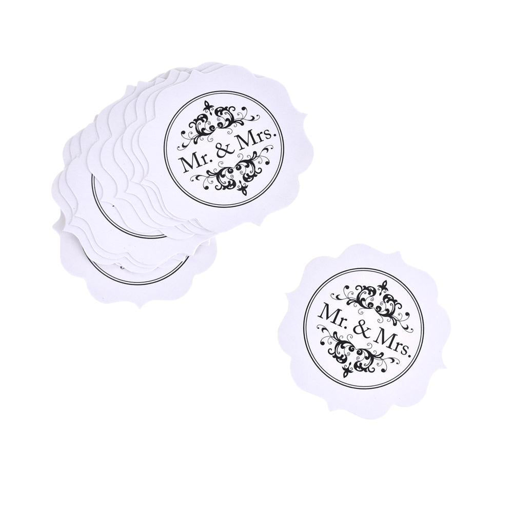Scalloped Die Cut Mr & Mrs Wedding Paper Tags, 1-1/2-Inch, 12-Count