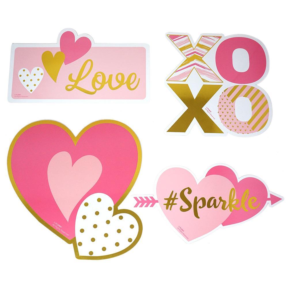 Valentine Cut Outs with Hot Stamping, 4-Piece