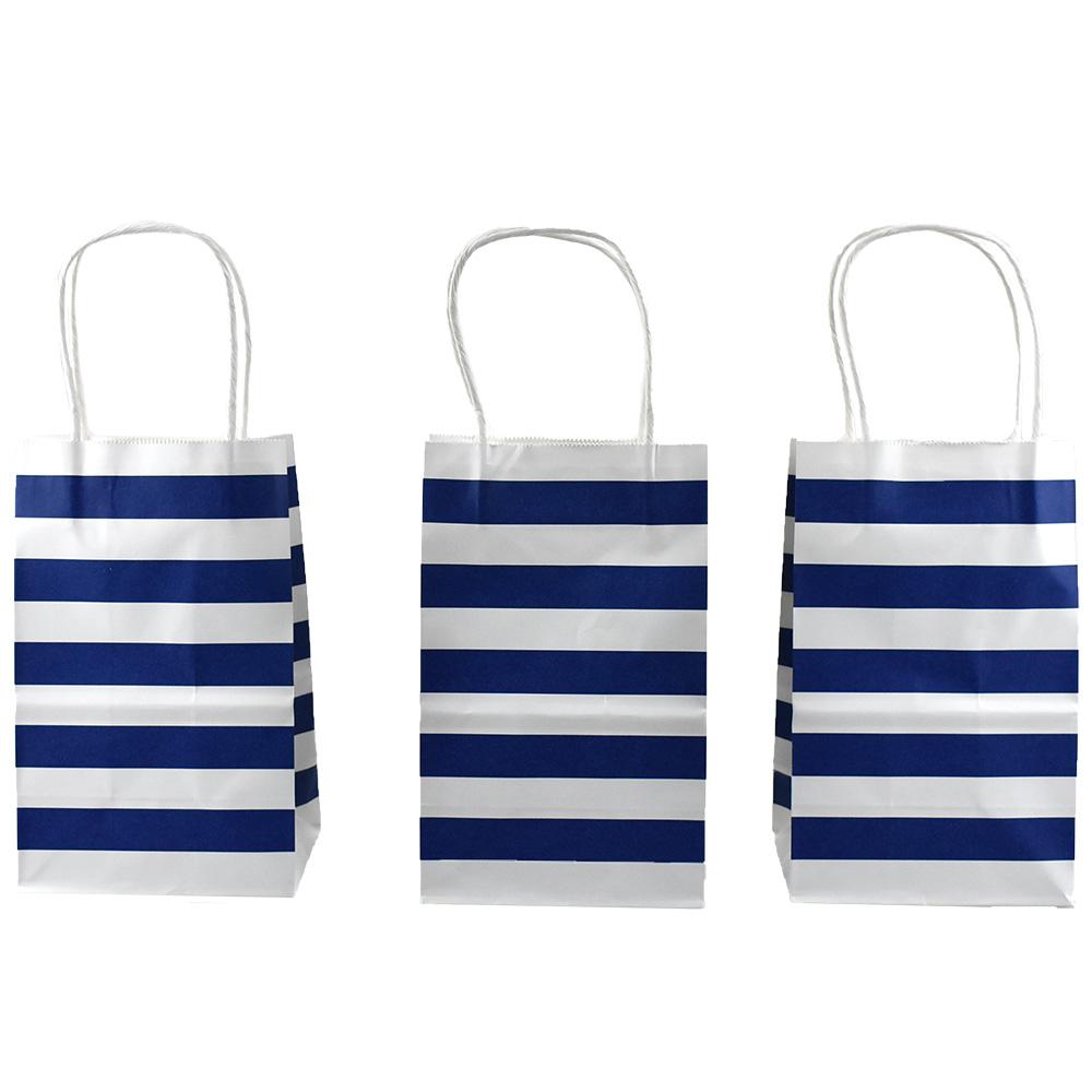 Striped Slim Gift Bags, Royal Blue, 12-1/2-Inch, 12-Count