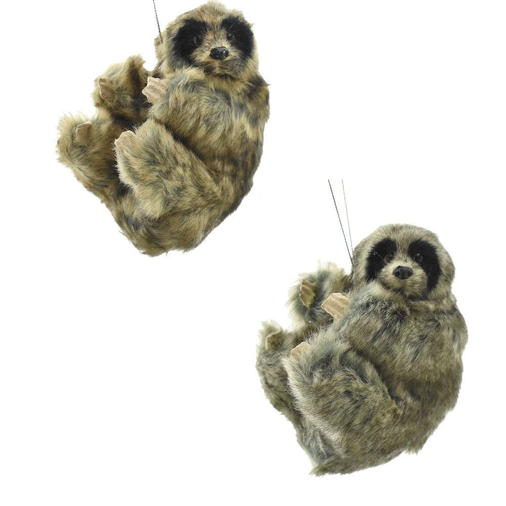 Relaxed Plush Sloth Christmas Ornaments, 4-Inch, 2-Piece
