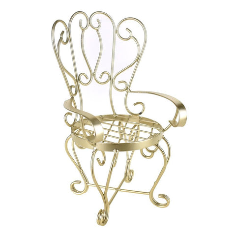 Metal Wire Antique Style Chair, Gold, 11-1/2-Inch