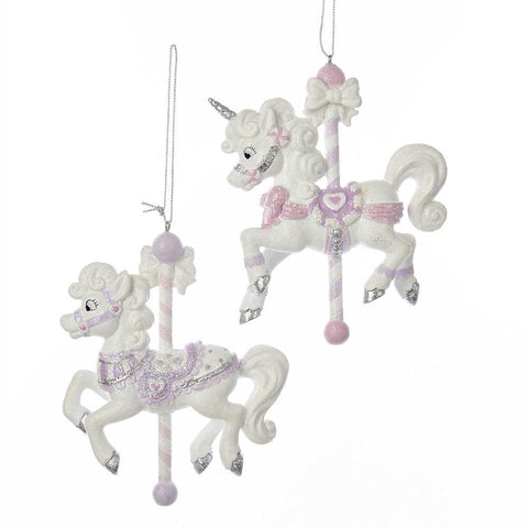 Sugar Plum Carousel Horse Christmas Ornaments, 4-1/2-Inch, 2-Piece