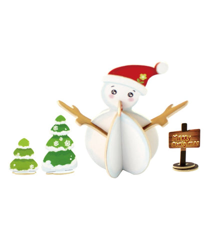 DIY Snowman Painted Wooden Christmas Puzzle, 3-1/2-Inch