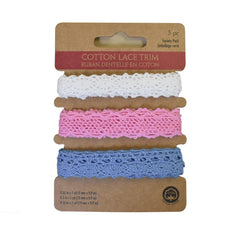 Assorted Cotton Lace Trim, 1-Yard, 3-Piece