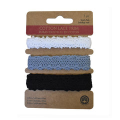 Assorted Cotton Lace Trim, 1-Yard, 3-Piece