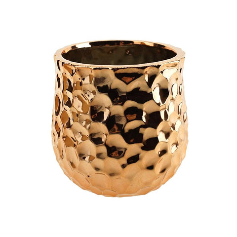 Hammer Textured Ceramic Pot, Rose Gold, 5-1/2-Inch