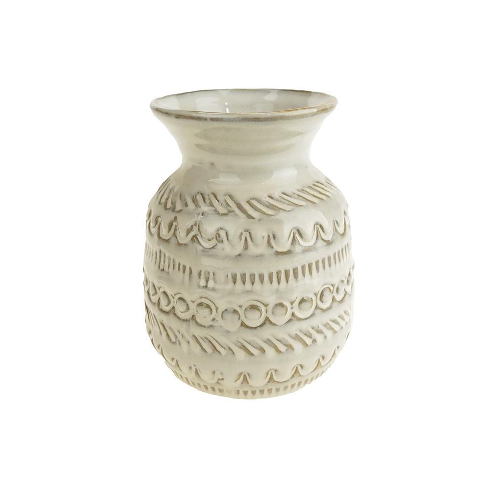 Fancy Pineapple Tapered Ceramic Pot, White, 5-1/2-Inch