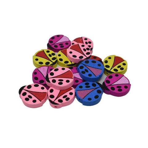 Craft Wood Ladybug Deco Beads, 1-7/8-Inch, 15-Piece