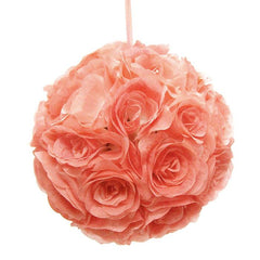 Silk Flower Kissing Ball Hanging Loop Centerpiece Decor, 10-inch