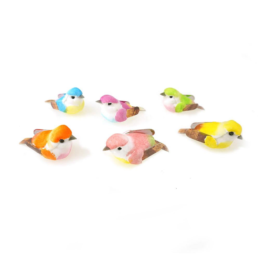 Mini Mushroom Bird Figurines, 1-1/2-Inch, 24-Piece