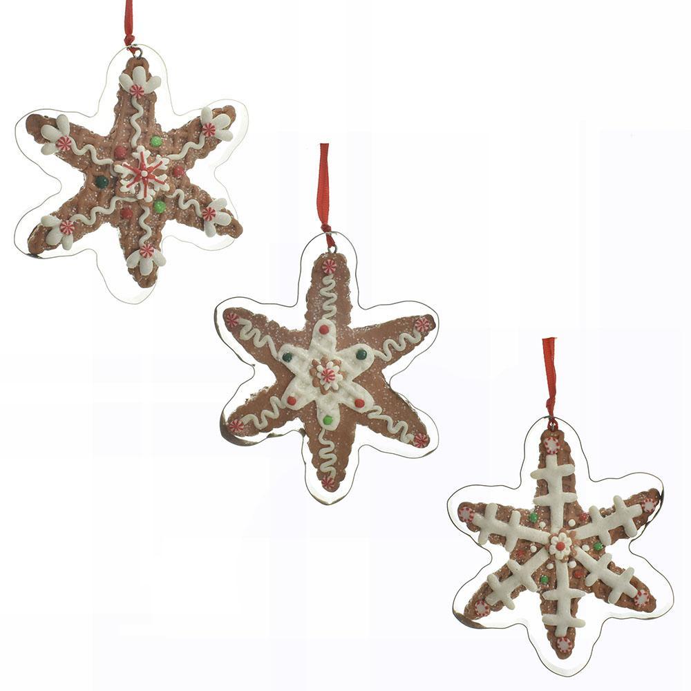 Gingerbread Snowflake Christmas Ornaments, 5-Inch, 3-Piece