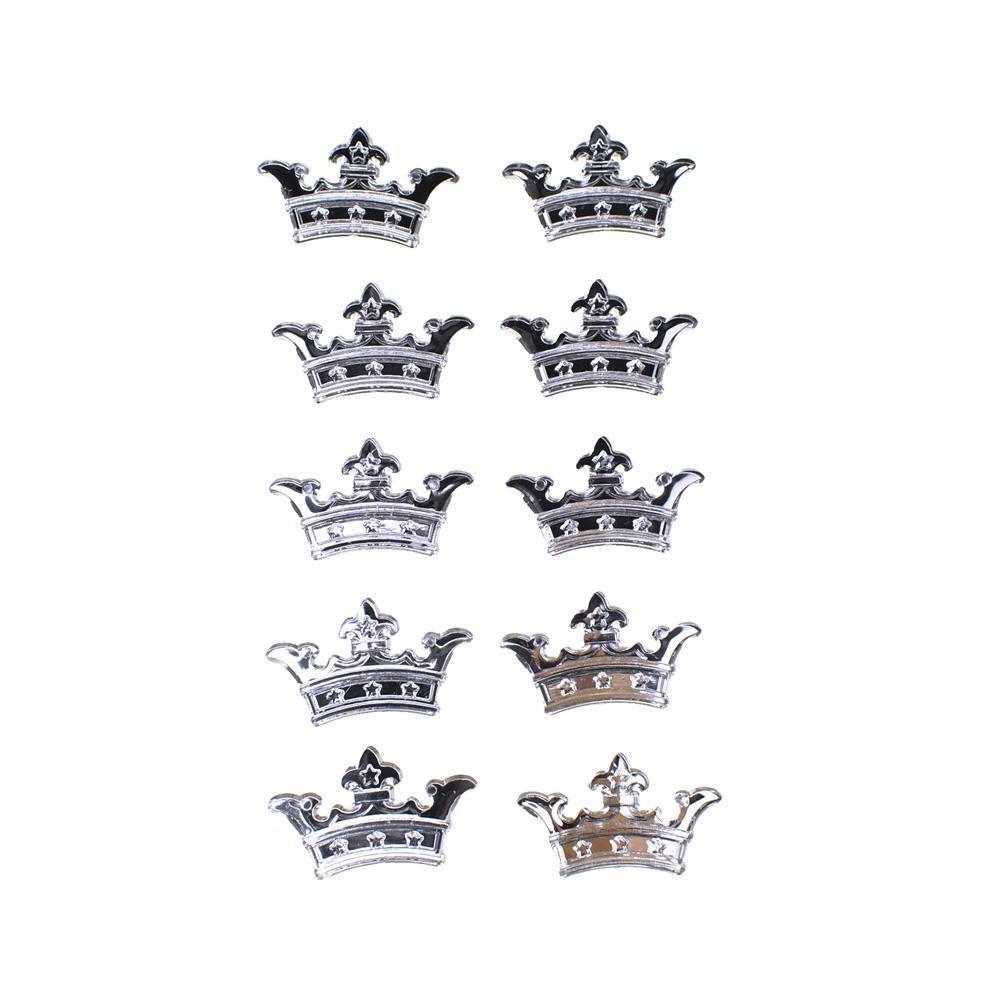 Acrylic Rhinestone Three Point Crown Stickers, 7/8-Inch, 10-Count