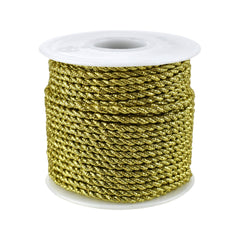 Twisted Cord Rope 2 Ply, 3mm, 25-yard, Gold Trim