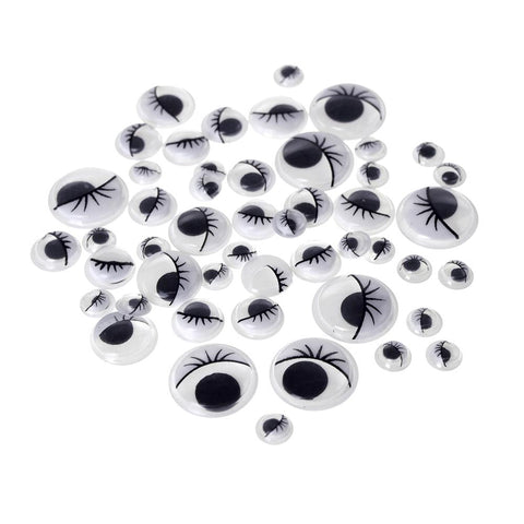 Assorted Small Googly Eyes Lashes Self Adhesive Sticker, Black, 38-Count