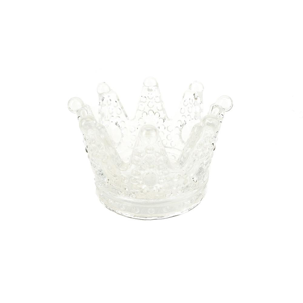 Regal Hobnail Crown Glass Candle Holder, Clear, 3-Inch