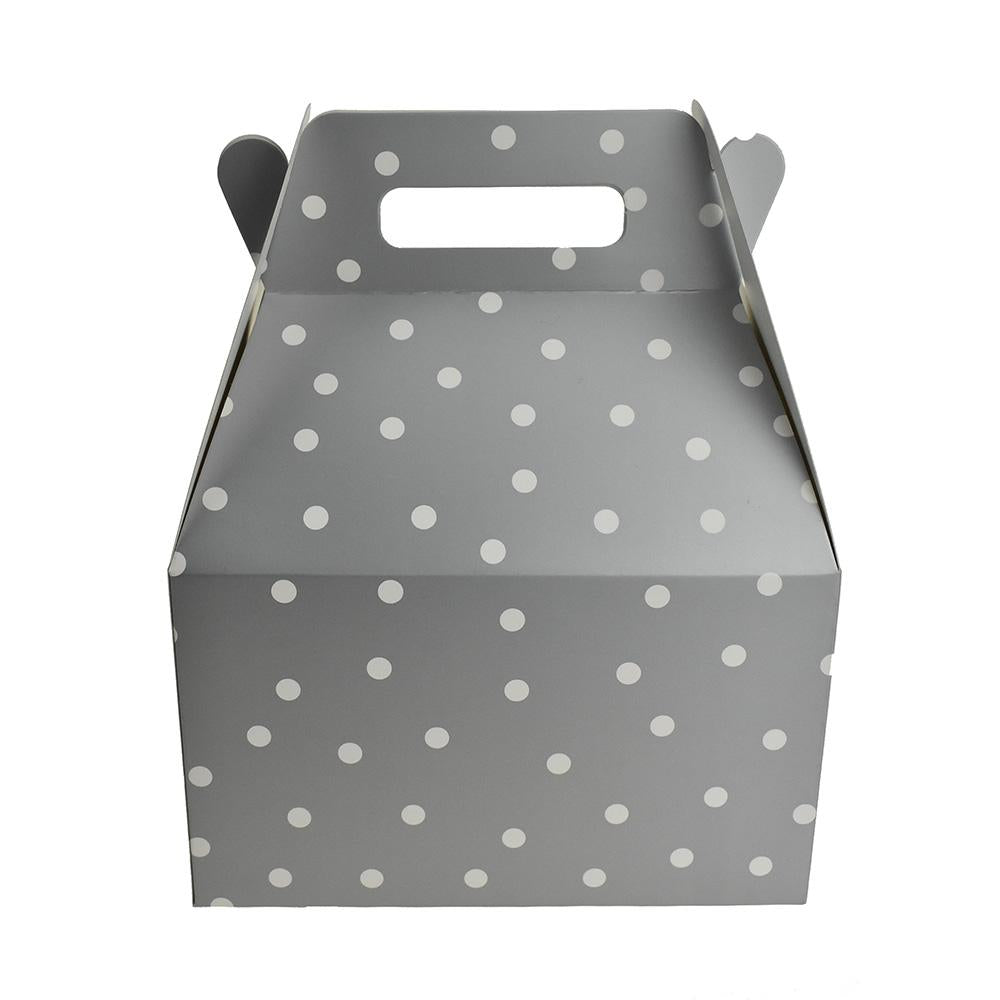 Polka Dot Cardboard Favor Box, Silver, 8-Inch, 3-Count