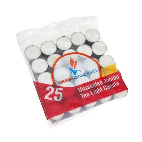 Round Unscented Tea Light Candles, White, 1-1/2-Inch, 25-Piece