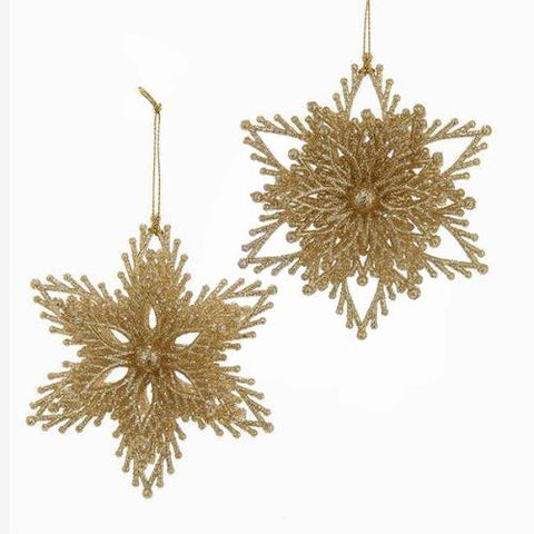 Acrylic Glitter Star Ornaments, Gold, 4-Inch, 2-Piece