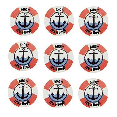 Its A Boy Anchor Seal Paper Stickers, 1-Inch, 24-Count