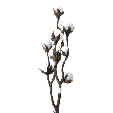 Artificial Cotton Plant Spray Branch, White, 19-Inch