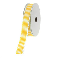 Gingham Picot-edge Polyester Ribbon, 7/8-inch, 25-yard