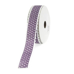 Polka Dot Picot-edge Polyester Ribbon, 7/8-Inch, 25 Yards