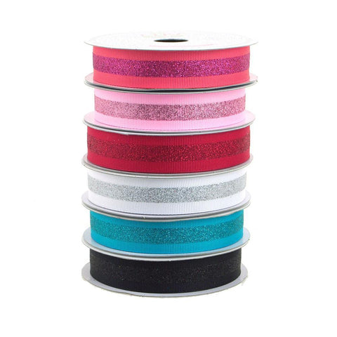 Glitter Center Grosgrain Ribbon, 7/8-Inch, 10 Yards