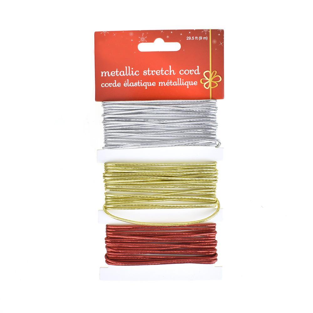Holiday Stretch Cord Ribbon, 3-Piece, 29-Feet