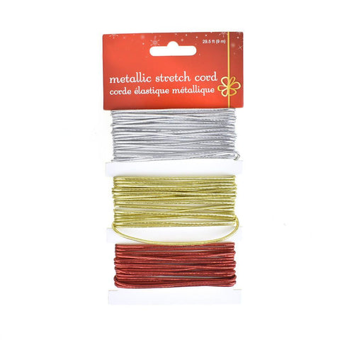 Holiday Stretch Cord Ribbon, 3-Piece, 29-Feet