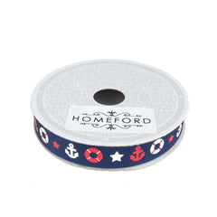 Nautical Anchor and Lifebuoy Grosgrain Ribbon, 5/8-inch, 10 Yards