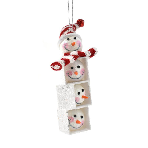 Hanging Glitter Snowman Head and Friends Cubby, White/Red, 6-3/4-Inch