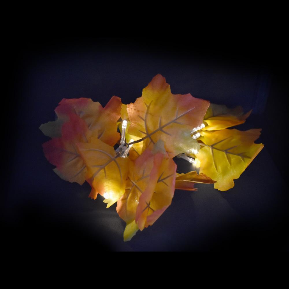 Fall Maple Leaf Garland with LED Lights, 5-1/2-Feet