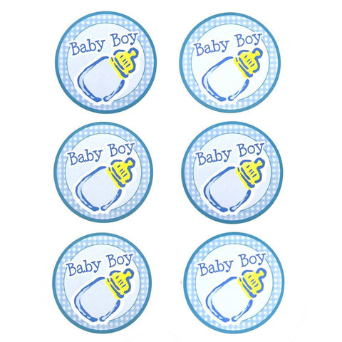 Baby Boy Milk Bottle Seal Paper Stickers, Light Blue, 2-Inch, 12-Count