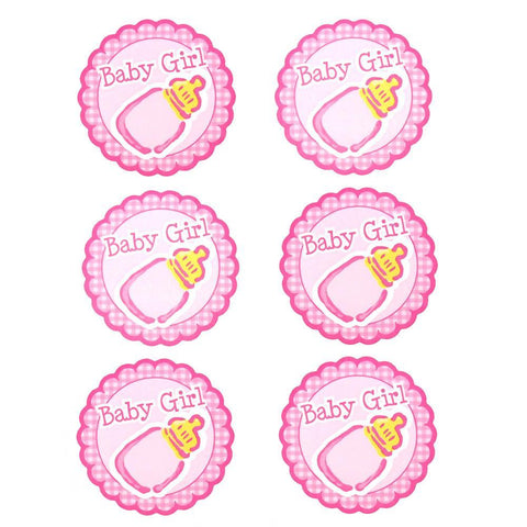 Baby Girl Milk Bottle Seal Paper Stickers, Light Pink, 2-Inch, 12-Count
