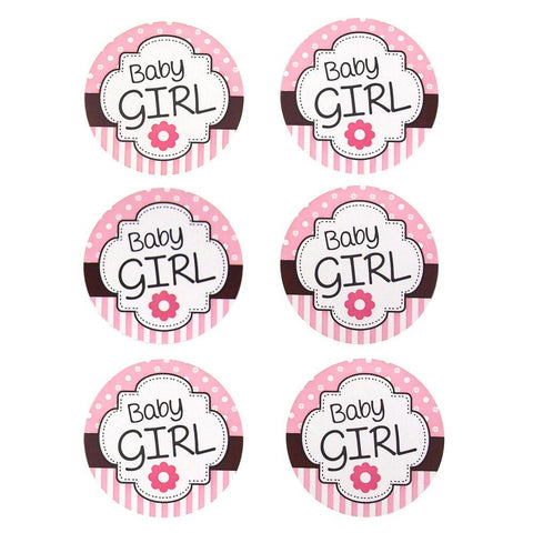Baby Girl Seal Paper Stickers, Light Pink, 2-Inch, 12-Count