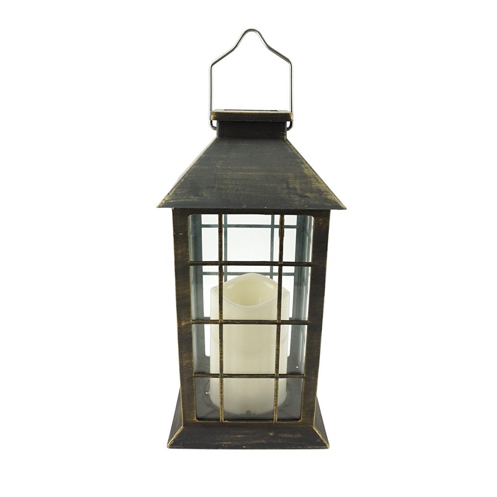 Antique LED Candle Solar Lantern, 10-3/4-Inch