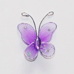 Organza Nylon Glitter Butterflies, 1-inch, 12-Piece