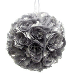 Silk Flower Kissing Ball Hanging Loop Centerpiece Decor, 10-inch