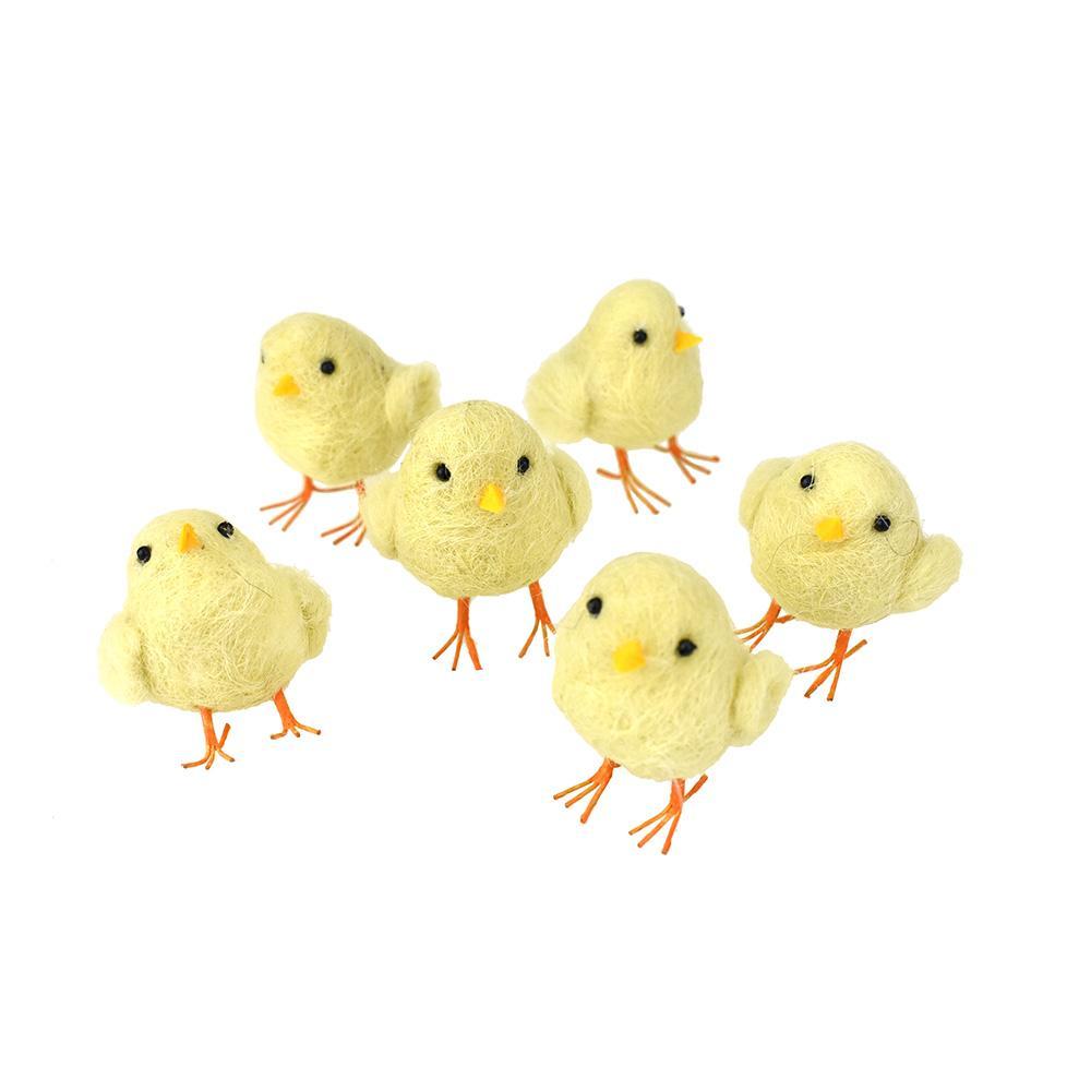 Wool Chick Decorations, 2-Inch, 6-Count
